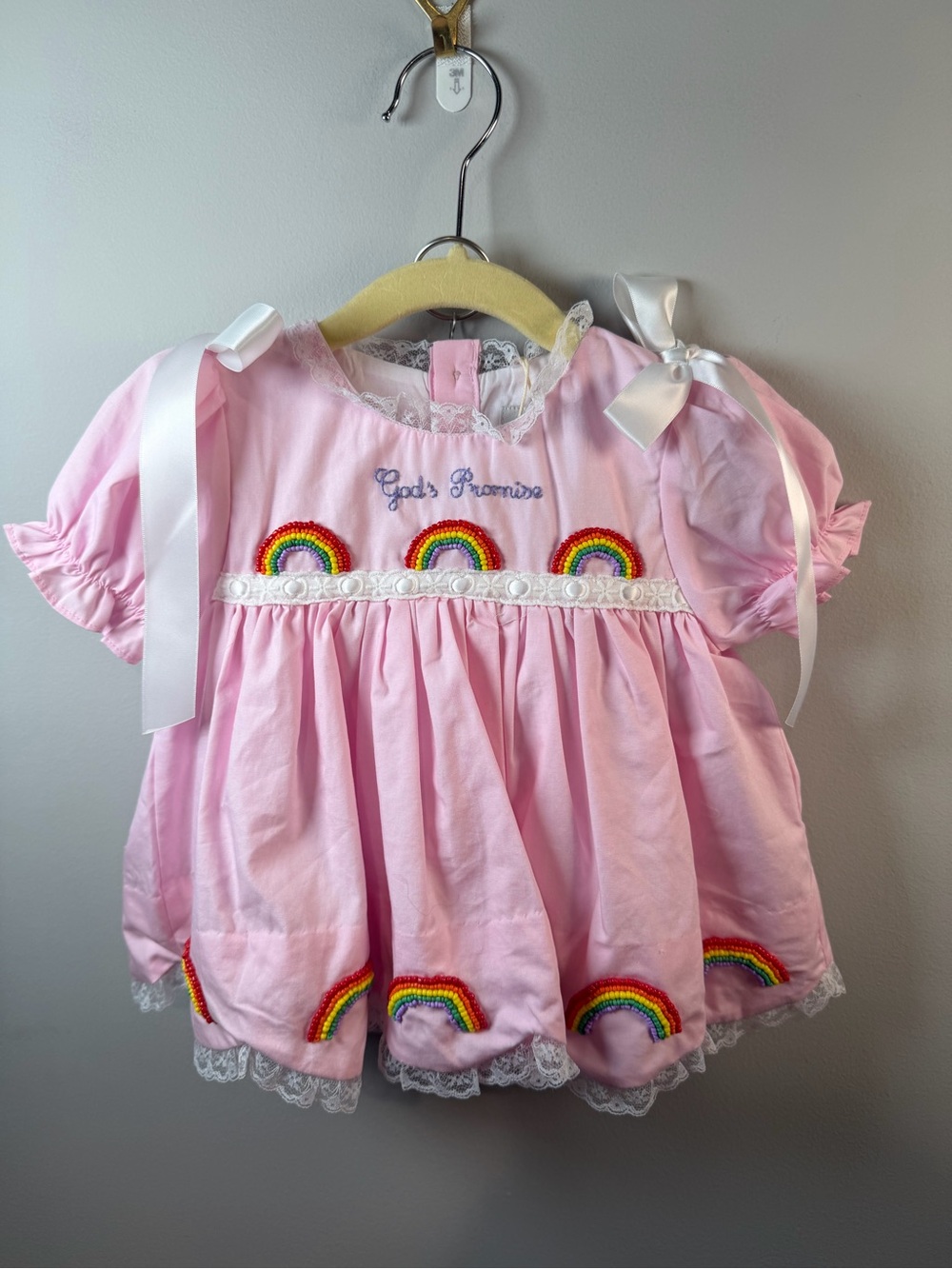 The Smocked Sisters Beaded God's Promise Diaper Set Size 24m NWT